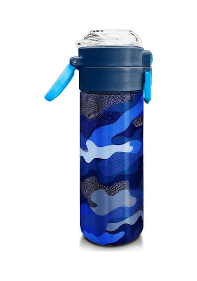 Coral High Erkek Çocuk İçin 500 Ml'lik Paslanmaz Çelik Termos/suluk - Lacivert Saks Kamuflaj Desenli Çok Renkli