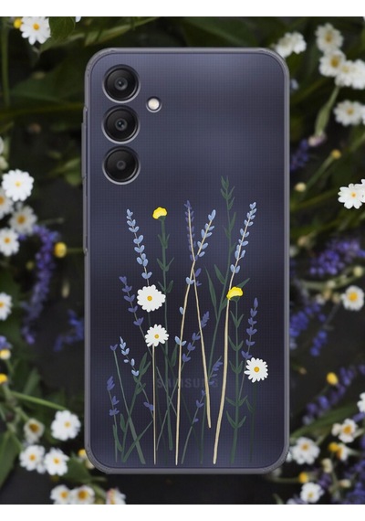 Samsung Uyumlu A25 Softy Lavenders Tasarımlı Şeffaf Telefon Kılıfı Çok Renkli