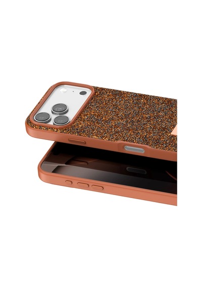 Sptmgldı Onegif Apple Apple iPhone Uyumlu  17 Pro Max Bright Simli Kapak - Turuncu