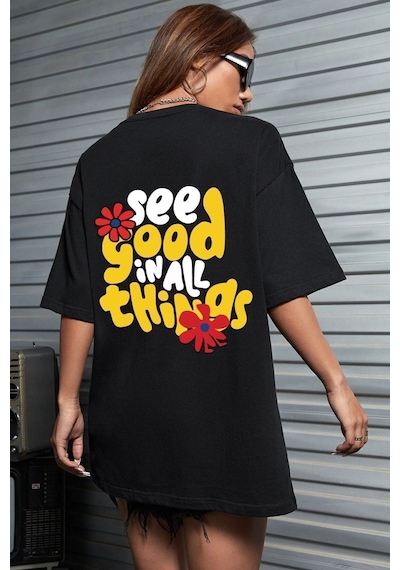 Uyguntarz Unisex Good Things Tasarım T-shirt Siyah