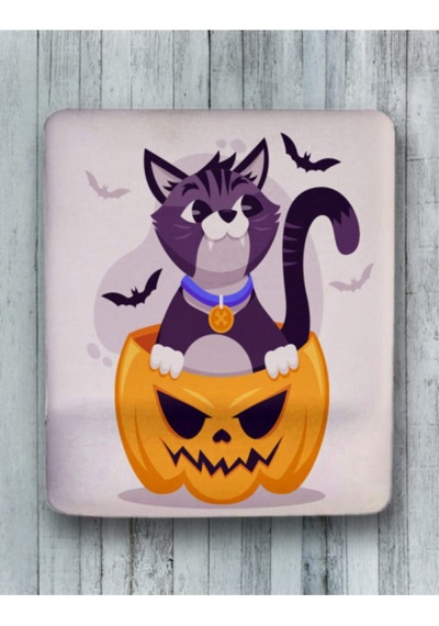 Hallowen Cat Oval Bilek Destekli Mouse Pad Mousepad