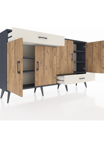 Arges Konsol 5 Raflı 2 Çekmeceli 4 Kapaklı 176x30x99 Antrasit-çam Antrasit-çam/aytaşı Arges Konsol 5 Raflı 2 Çekmeceli 4 Kapaklı 176x30x99 Antrasit-çam Antrasit-çam/aytaşı