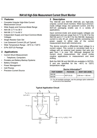 Ina138na Sot23-5 Current Monıtor Regulator Entegresı