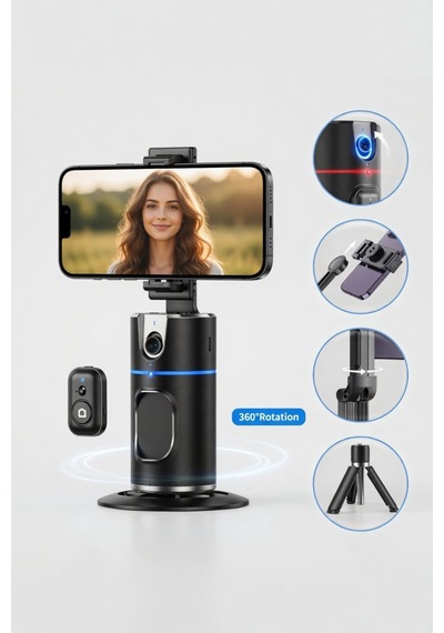 Akıllı Telefon Tutucu 360 Otomatik Yüz Takipli Bluetooth Kumandalı Selfie Çekim Aparatı