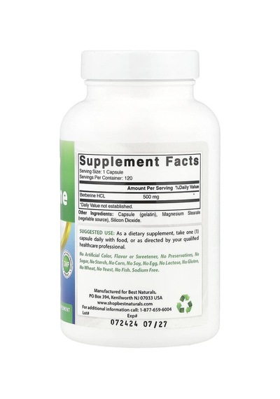 Best Naturals, Berberine, 500 Mg, 120 Capsules