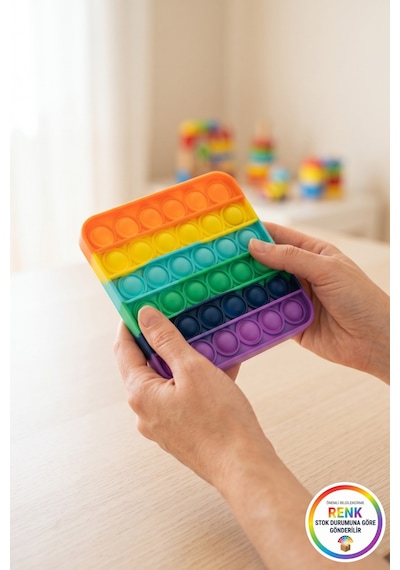 Pop It Duyusal Zeka Oyuncağı Kare Kabarcık Patlatma Stres Rahatlatıcı Fidget Oyuncak 12x12 Cm