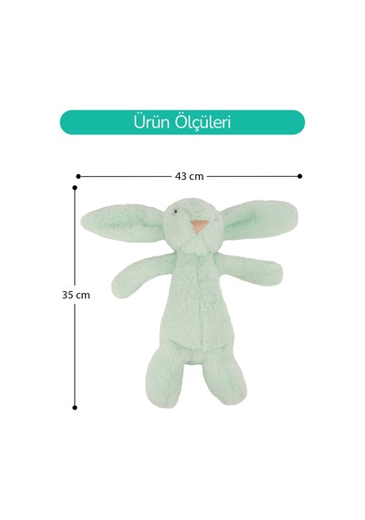 Yumuşacık Peluş Tavşan Hediyelik Bebek Uyku Ve Oyun Arkadaşı 45 Cm Oyuncak Yeşil