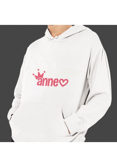 Anneler Günü Annem Baskılı Cepli, Kapşonlu Beyaz Unisex Sweats