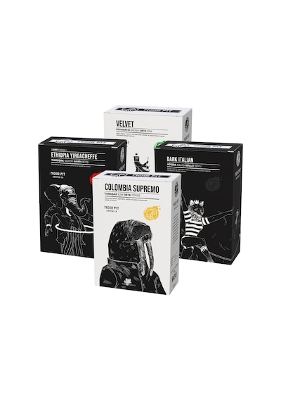 Noir Pit Coffee Co. Colombia Supremo, Ethiopia, Velvet Ve Dark Italian Çekirdek Kahve 4x250 G Diğer