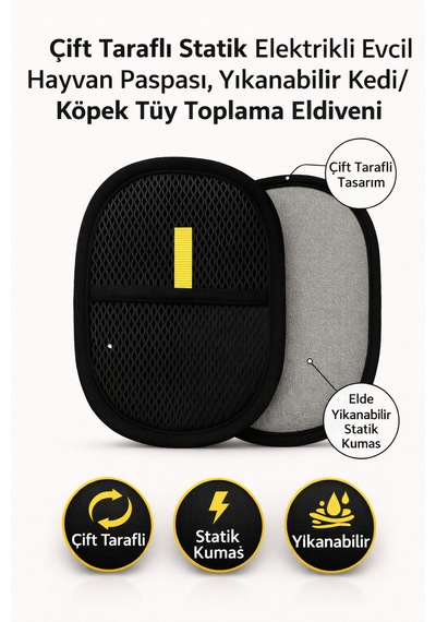 Çift Taraflı Tüy Toplama Eldiveni Statik Kumaş Kedi Köpek Tüy Temizleyici Aparat