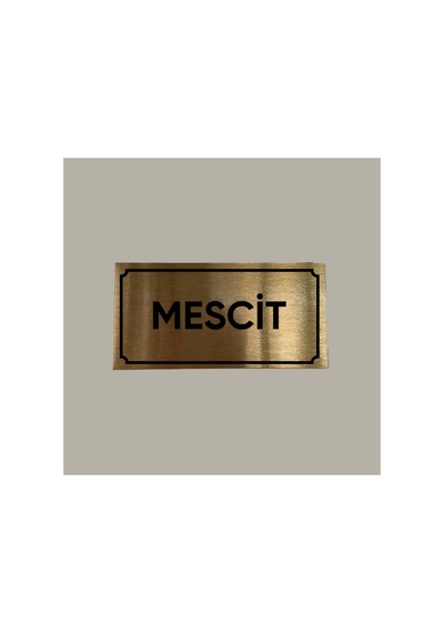 Gold Aluminyum Kapı İsimliği Mescit Yazılı Arkası Yapışkanlı 10x20 Cm