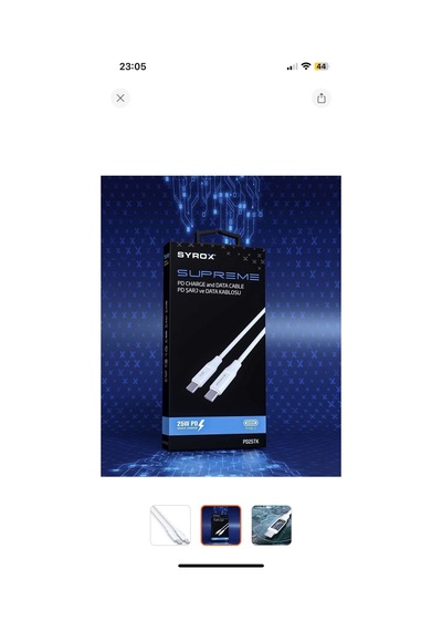 Syrox Type-c To Type-c Pd 25w Hızlı Data/şarj Kablosu 1mt Beyaz Her Iki Ucu