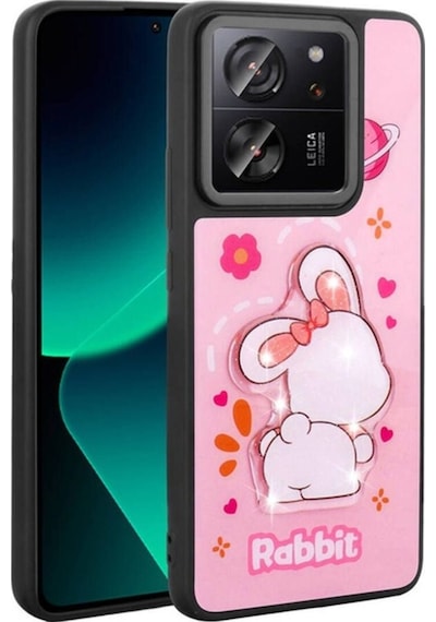 Xiaomi Mi 13t Pro Kılıf Parlayan Kabartmalı İkonik Figürlü Zore Amas Silikon Kapak Pembe