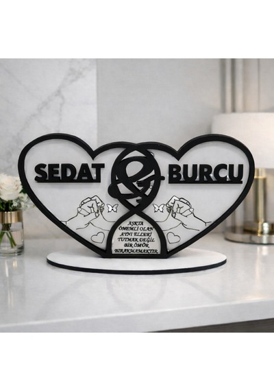 Kişiye Özel Masa İsimliği Kalp Ve Aşk Temalı No23