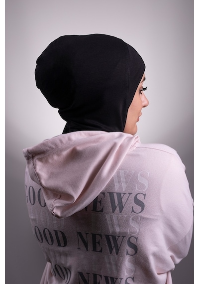 Hürrem Bone Siyah Pratik Hazır Geçmeli Bone Viskon Kumaş Hijab Spor 2106_01 Siyah