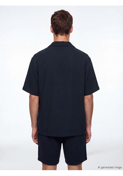 Lcw Vision Lacivert Regular Fit Müslin Erkek Gömlek
