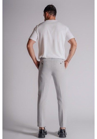 Erkek Yandan Cepli Beli Lastikli Slim Fit Chino Pantolon Gri Gri