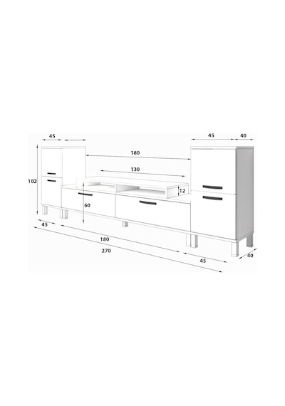Decoraktiv Ekoflex On2 Slm Krom Ayaklı Tv Ünitesi Tv Sehpası Ceviz