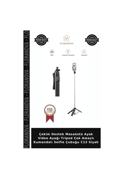 Çekim Destek Masaüstü Ayak Video Ayağı Tripod Çok Amaçlı Kumandalı Selfie Çubuğu C13 Siyah