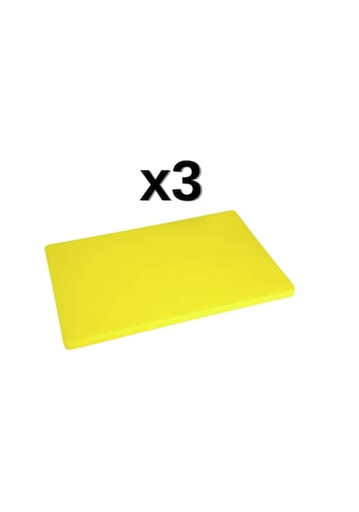 Türkay 3'lü 50x30x2 Cm Polietilen Kesme Tahtası Kesim Levhası Sarı 4726