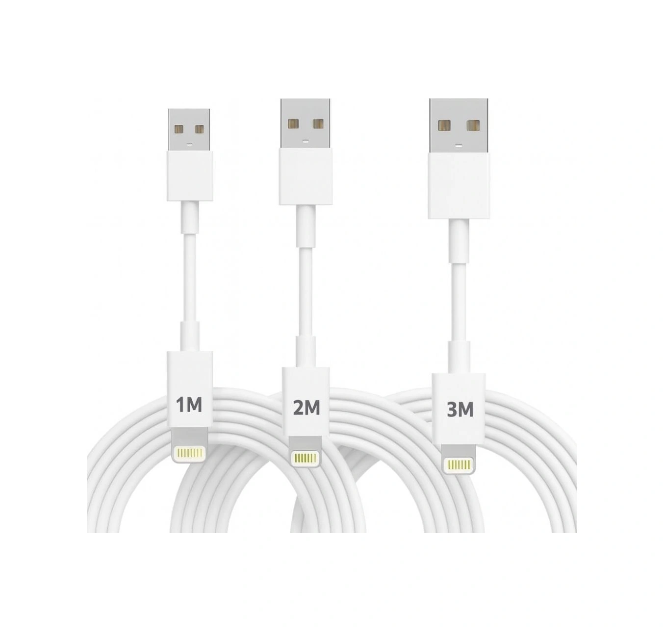 Schitec 3 Paket 3a 60w Usba To Lightning Hızlı Data Ve Şarj Kablosu 1 Metre/ 2 Metre/ 3 Metre Beyaz