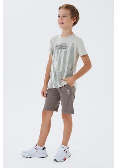 U.S. Polo Assn. Erkek Çocuk 2 Li Bermuda T-şhirt Takım Bej-2315 Bej