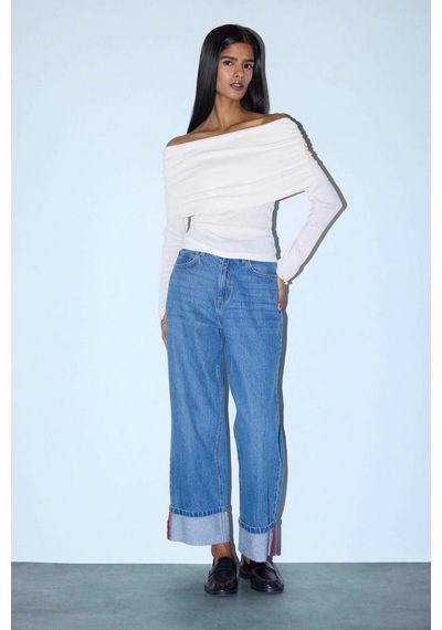 Defacto Slim Fit Omzu Açık Ribana Tişört G8072AX26SP