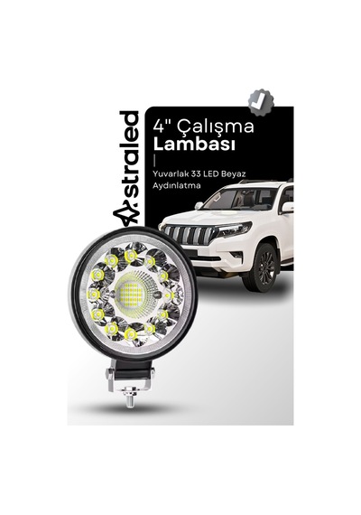 33led 12-24 Volt Yuvarlak Spot Far Oto Çalışma Lambası Atv Kamyon Tır Traktör Offroad