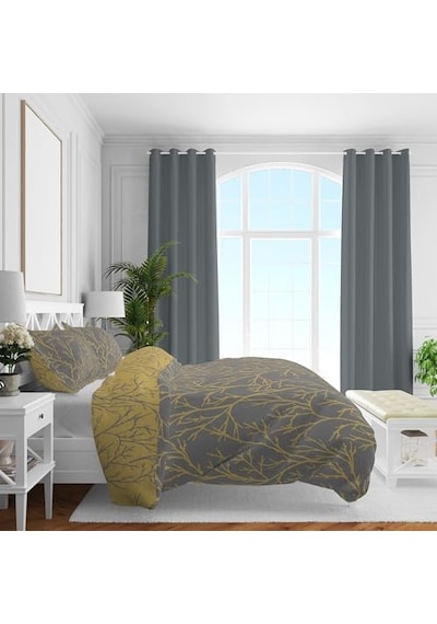 Düz Pamuk Saten Nevresim Setleri, Sarı, Queen Size 0