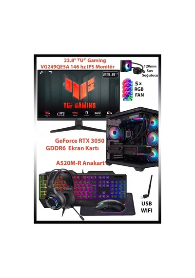 Comloji CMLJ84 R5-5500 16 GB 512 GB SSD RTX3050 24" Free Dos Masaüstü Oyuncu Bilgisayarı