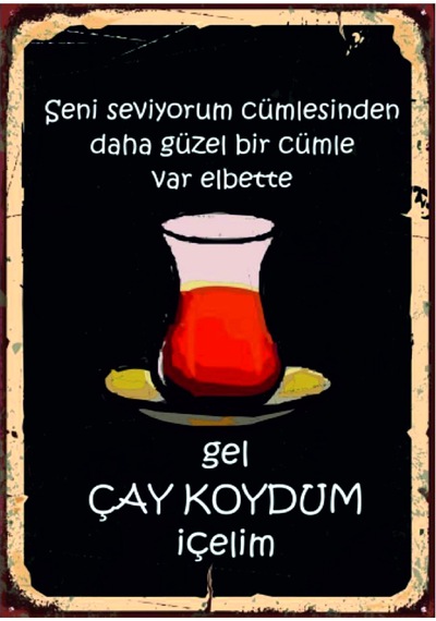 Gel Çay Koydum İçelim Ahşap Mdf Tablo Duvar Dekoru Eskitme Mutfak Cafe Kahve Köşesi