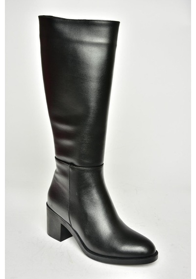 Fox Shoes T820076009 Siyah Kalın Topuklu Kadın Çizme Siyah