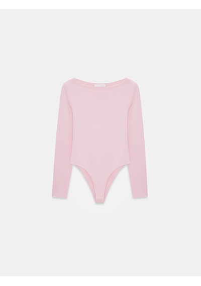 Dilvin 32549 Kayık Yaka Bodysuit-toz Pembe Toz Pembe
