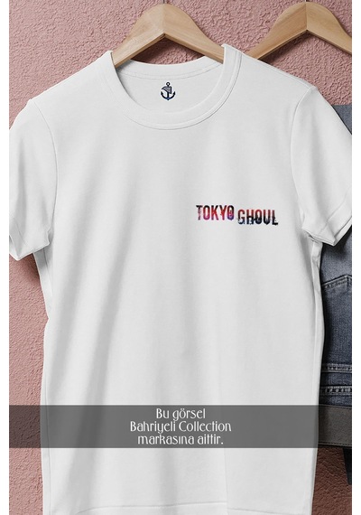 Bahriyeli Collection Oversize Tokyo Ghoul Poster Cep Tasarımlı Unisex T-shirt Beyaz