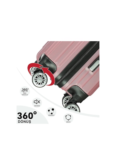 Xmlbayiciniz Anthony Jackson Ultra Hafif Abs Valiz, Titanium Rengi, Dayanıklı Seyahat Bavulu Pembe, Kabin Boy Çok Renkli