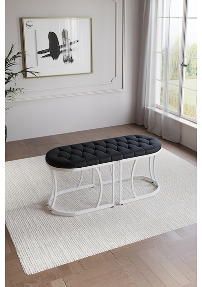 Selenit Lüks Puf Bench Bank 45 110 Beyaz Siyah