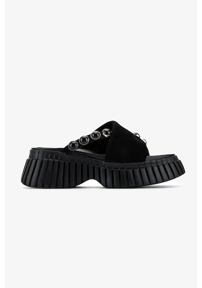Valmenti Kadın Hakiki Deri Siyah Süet Düz Terlik 1141 773 Bn Trlk Y26 Black Suede