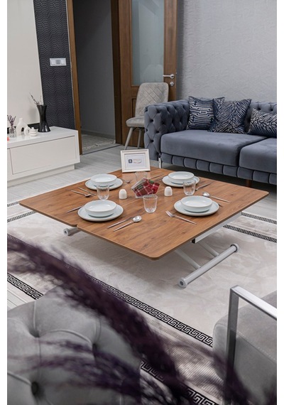 Juppo Üst Tabla Mdf Ceviz Oval Köşe Alt Beyaz Dışa Kıvrım