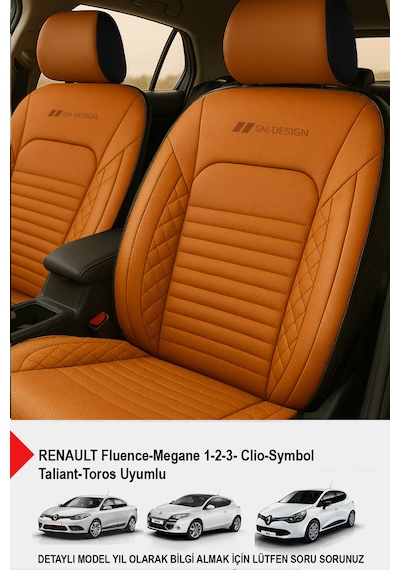 İstanbul Serisi Deri Oto Koltuk Kılıfı Renault Fluence-megan 1-2-3-clio-symbol-tailant-toros Taba