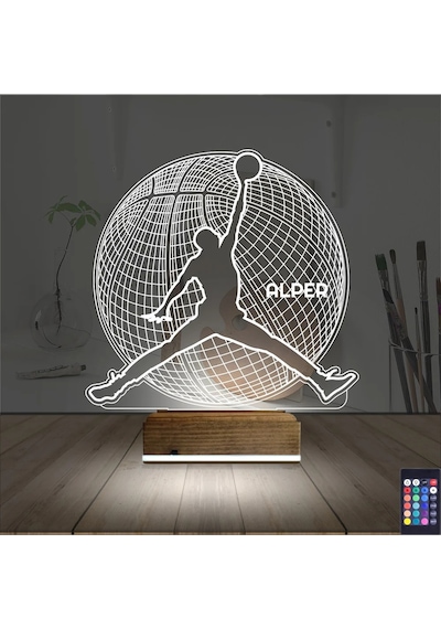 Luvivia Basketbol Nba Jordan Kişiye Özel 3d Lamba - Masa Gece Lambası
