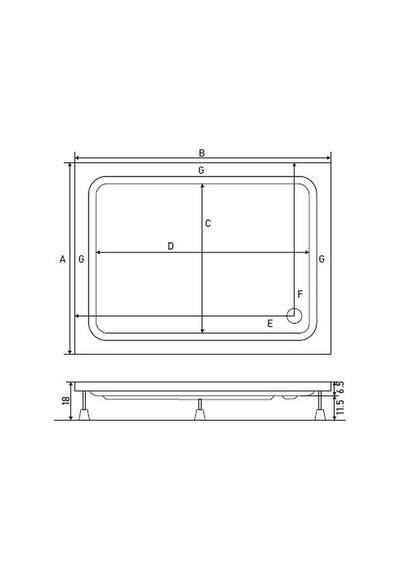 Shower 100X115 Dikdörtgen Duş Teknesi