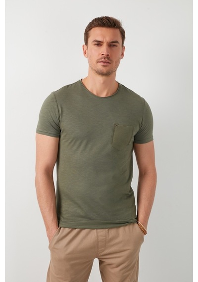 Buratti % 100 Pamuklu Slim Fit Bisiklet Yaka Cepli Erkek T Shirt 5902000 Haki Buratti % 100 Pamuklu Slim Fit Bisiklet Yaka Cepli Erkek T Shirt 5902000 Haki