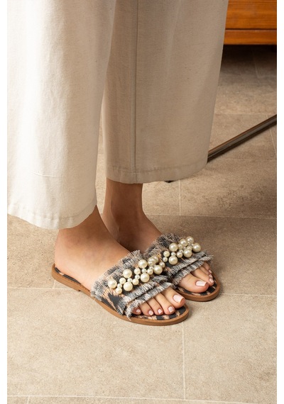 Dabab Shoes Mınoa Kadın İnci Detaylı Hasır Dokulu Animal Desenli Leopar Düz Terlik Çok Renkli Dabab Shoes Mınoa Kadın İnci Detaylı Hasır Dokulu Animal Desenli Leopar Düz Terlik Çok Renkli