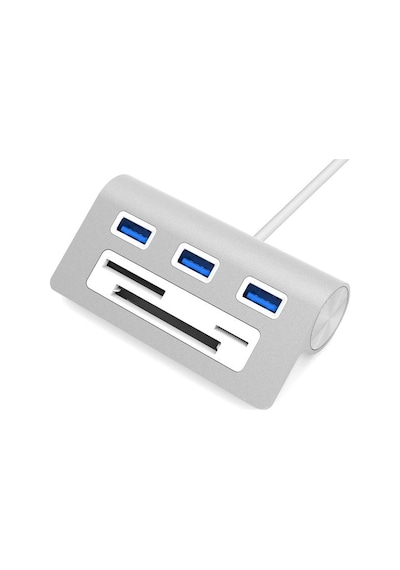 Sabrent 3 Bağlantı Noktalı Alüminyum Usb 3.0 Hub Ve Çoklu Kart Okuyucu Hb-macr