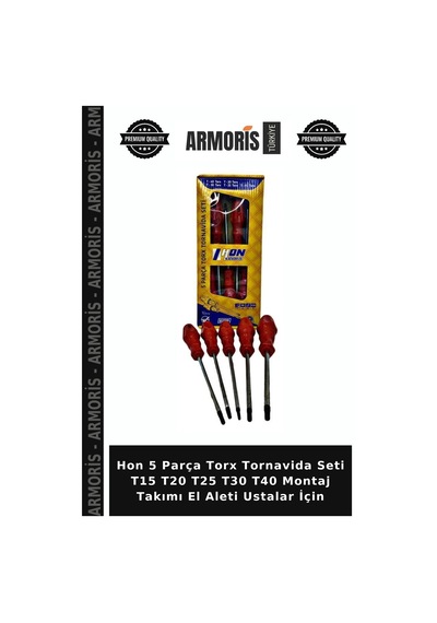 Hon 5 Parça Torx Tornavida Seti T15 T20 T25 T30 T40 Montaj Takımı El Aleti Ustalar İçin