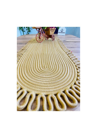 Jüt, Hasır, Dekoratif Masa Örtüsü, Runner 35x100 Cm, Amerikan Servis, Sehpa Örtüsü, Bohem Tarzı Jüt Jüt