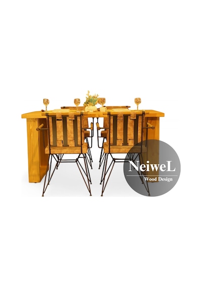 Neiwel Garden Avex Doğal Ahşap Bahçe Yemek Masası-80-140 Açık Ceviz