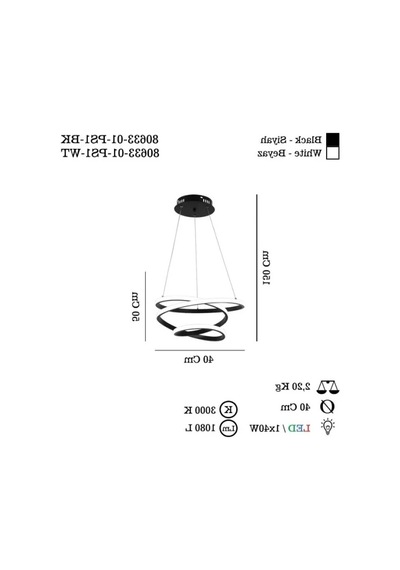 Siyah Led Avize - 3000k Aydınlatma 01G Taba