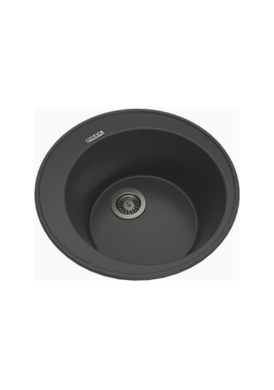 Polex Cristalüx Granit Evye P-06 Antrasit Tezgah Altı Ve Tezgah Üstü Oval Mutfak Evyesi 51.5x51.5 CM