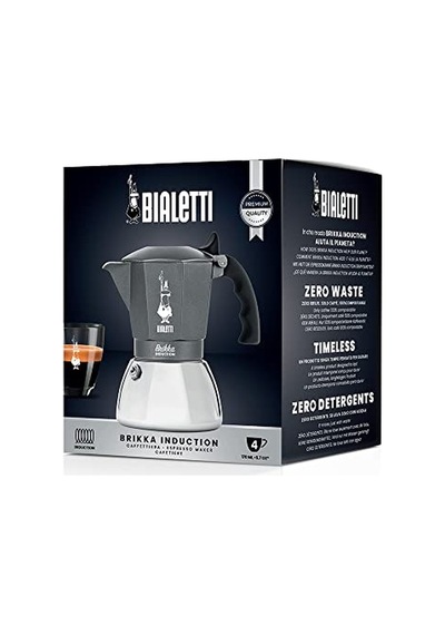 Brikka İndüksiyon: 4 Cups Ocak Üstü Bol Köpüklü Espresso Pişirici - 170ml - Alt Hazne: Dış Paslanmaz Çelik İ